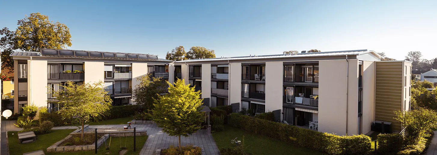 Wohnquartier der Baugenossenschaft Erding im Panorama